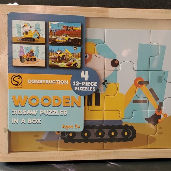 Puzzles for Kids - 4 12 Piece Wooden Jigsaw Puzzles In A Box - Brand New Ages 3+ - Picture 1 of 4